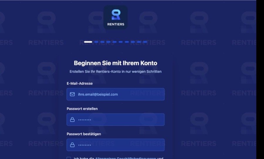 Rentiers registration — create your account