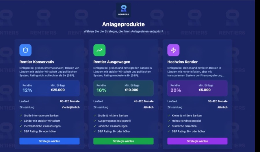 Rentiers investment products — choose your portfolio