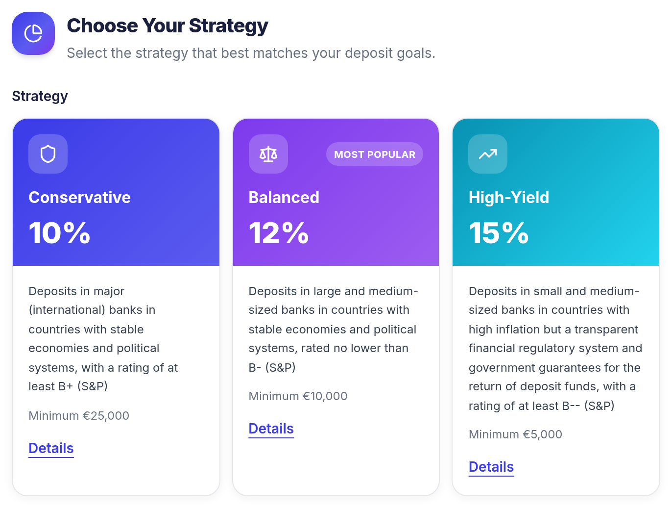 Rentiers — choose a deposit strategy