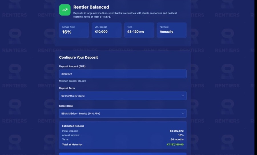 Rentiers Balanced — configure your deposit